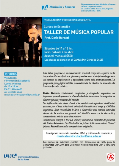 Taller de Música popular en la UNA